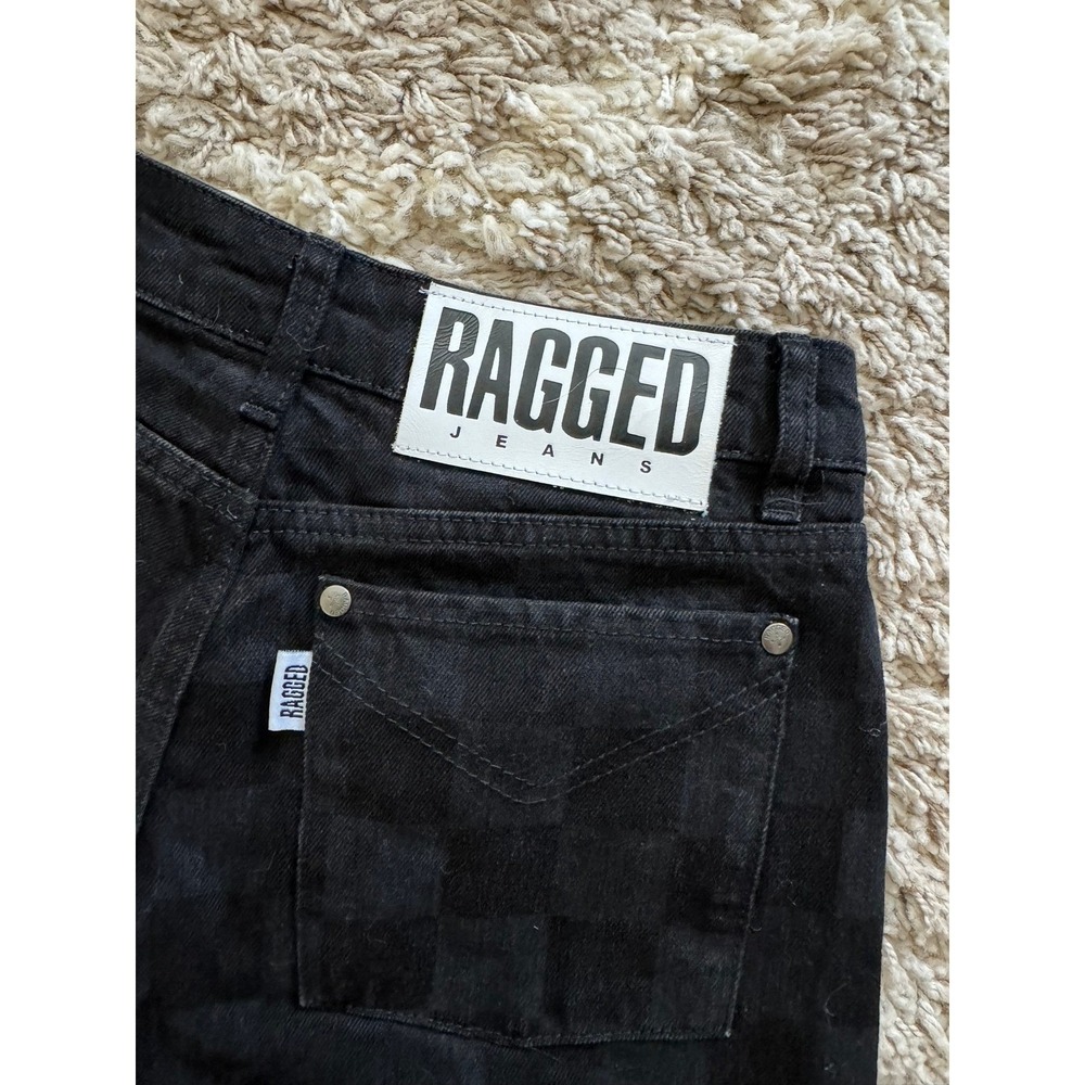 The Ragged Priest Black Checkerboard High Waisted Straight Leg Denim Jeans - Picture 3 of 9
